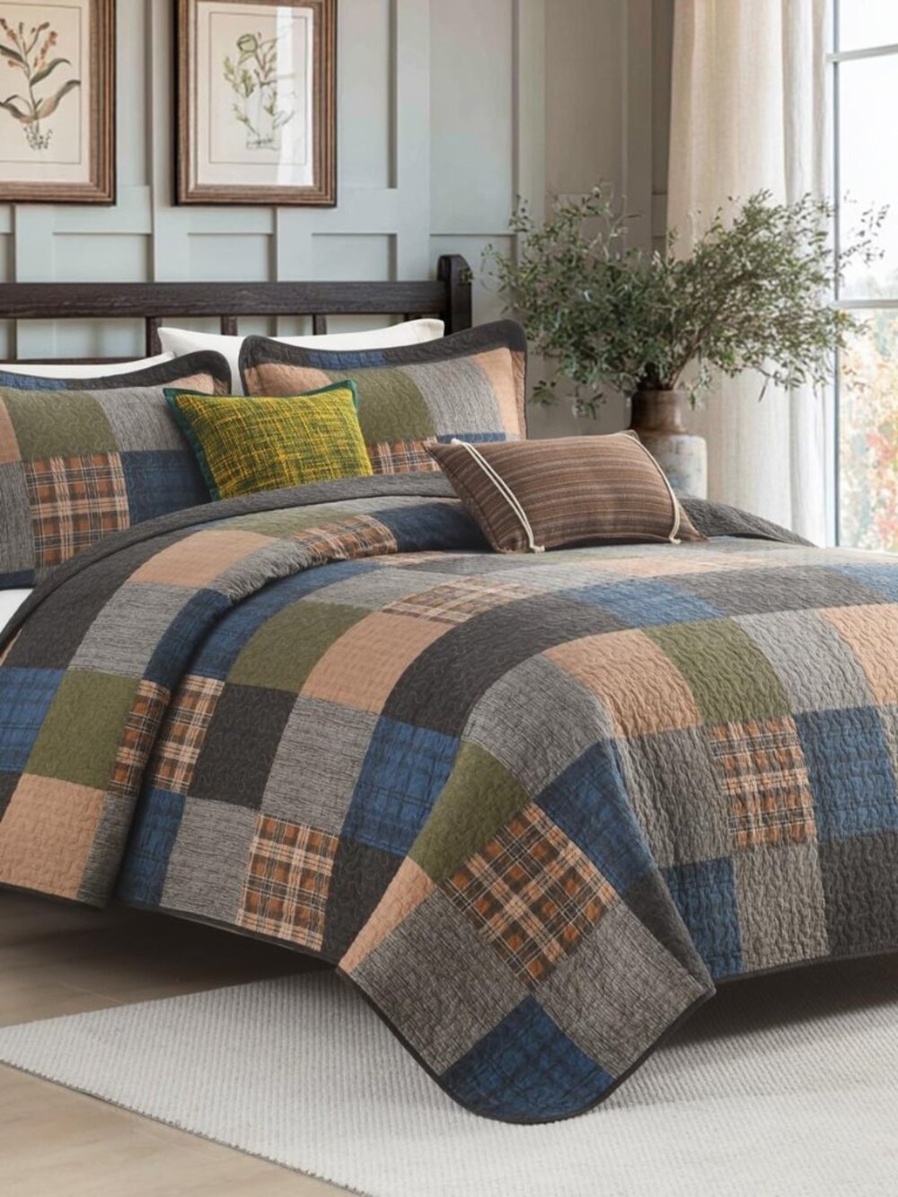 5-PC Quilt Set King Size, 100% Cotton Lightweight King Comforter